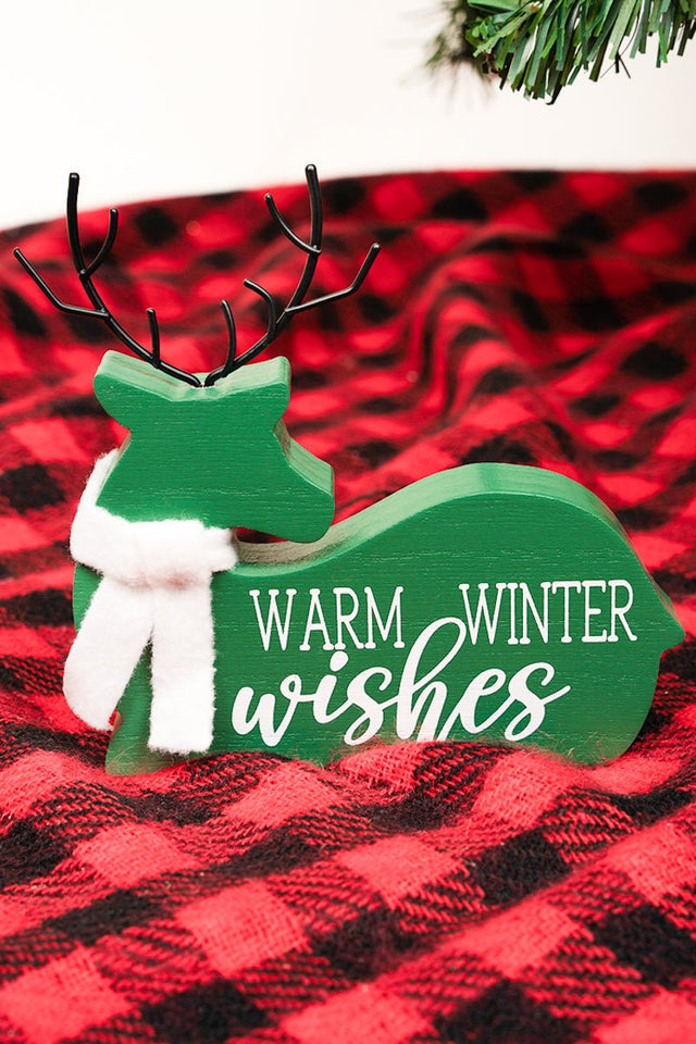 6 x 6 'Warm Winter Wishes' Christmas Tabletop Deer - Wholesale Accessory Market