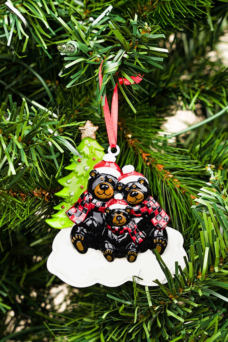 3.75 x 3.5 Beary Christmas Family of Three Resin Ornament - Wholesale Accessory Market