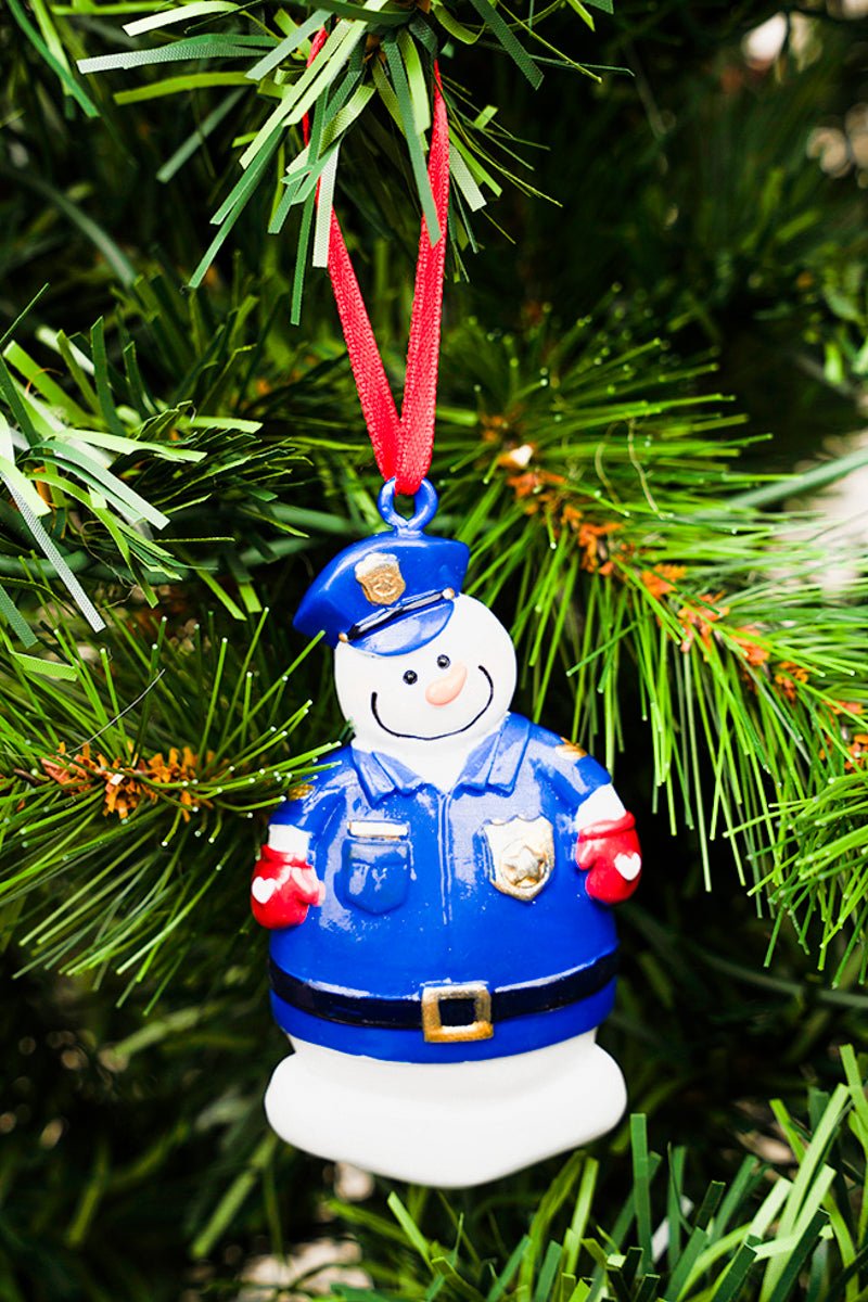 3.25 x 2 Snowman Police Officer Resin Ornament - Wholesale Accessory Market