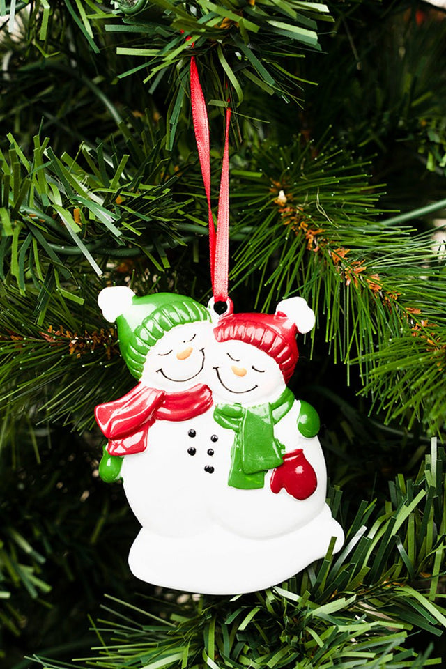 3.5 x 2.5 Warm Wishes Snowman Couple Resin Ornament - Wholesale Accessory Market