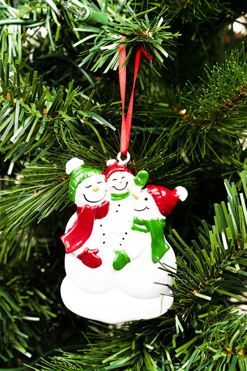 3.5 x 2.75 Snowman Family Trio Resin Ornament - Wholesale Accessory Market