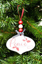 4.75 x 4 'Peace' Wood Bauble Ornament - Wholesale Accessory Market