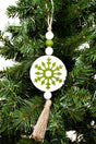 10.5 x 3.5 Winter Ways Wood Beaded Hanging Snowflake - Wholesale Accessory Market