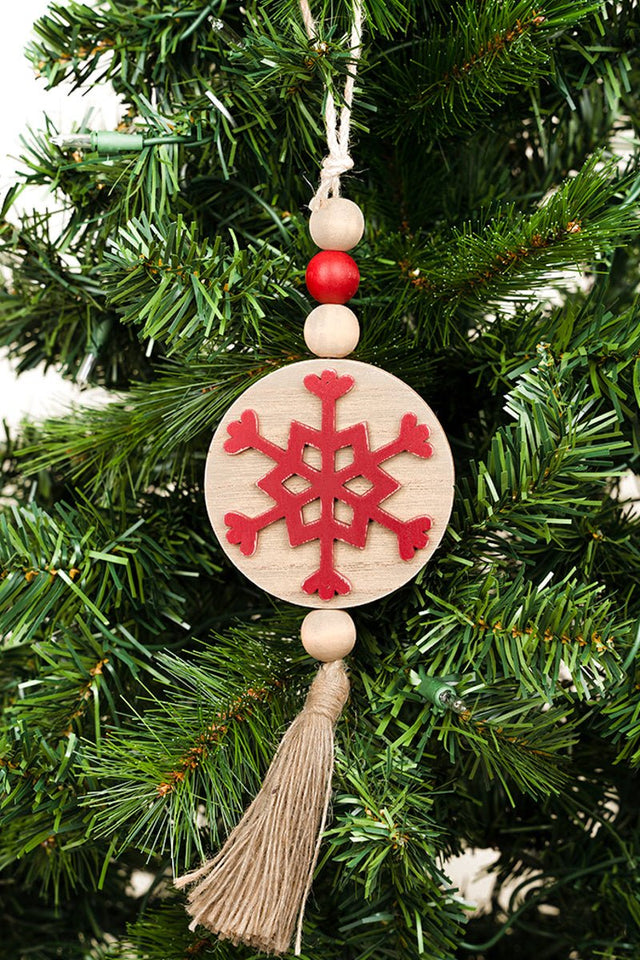 10.5 x 3.5 Snow For The Holidays Wood Beaded Hanging Snowflake - Wholesale Accessory Market