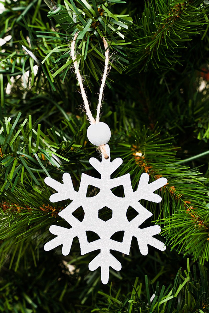 4 x 3 It's Winter Glittering Snowflake Wood Ornament