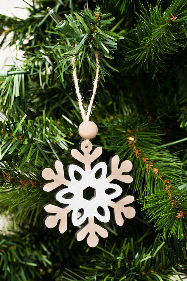 4 x 3 Naughty But Ice Glittering Snowflake Wood Ornament - Wholesale Accessory Market