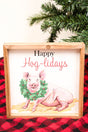 8 x 8 'Happy Hog-lidays' Wood Wall Sign - Wholesale Accessory Market