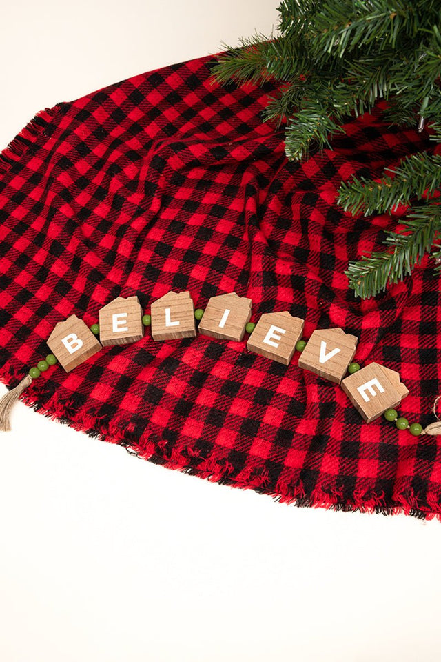 28 x 2.5 'Believe' Wood Beaded Tabletop Decor - Wholesale Accessory Market