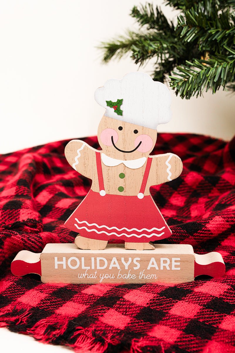 8 x 8.25 'Holidays Are What You Bake Them' Wood Tabletop Gingerbread Sign - Wholesale Accessory Market