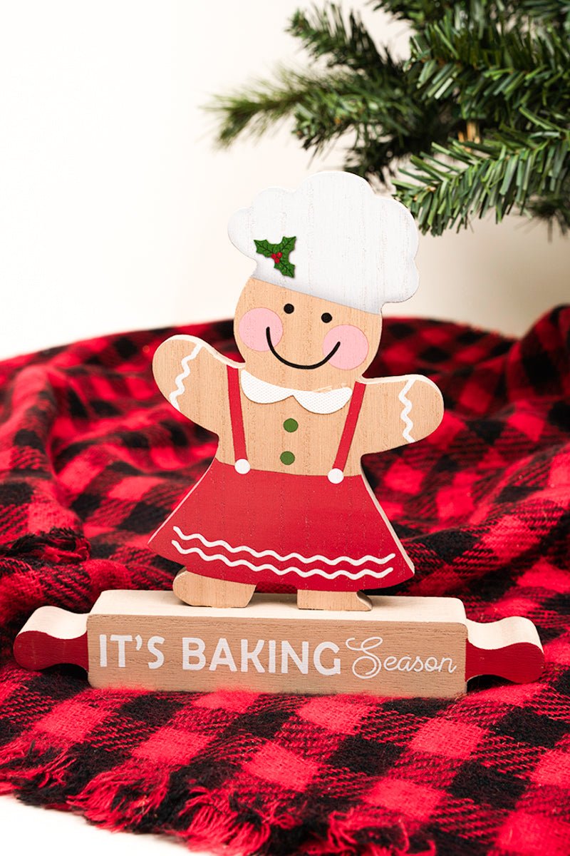 8 x 8.25 'It's Baking Season' Wood Tabletop Gingerbread Sign - Wholesale Accessory Market