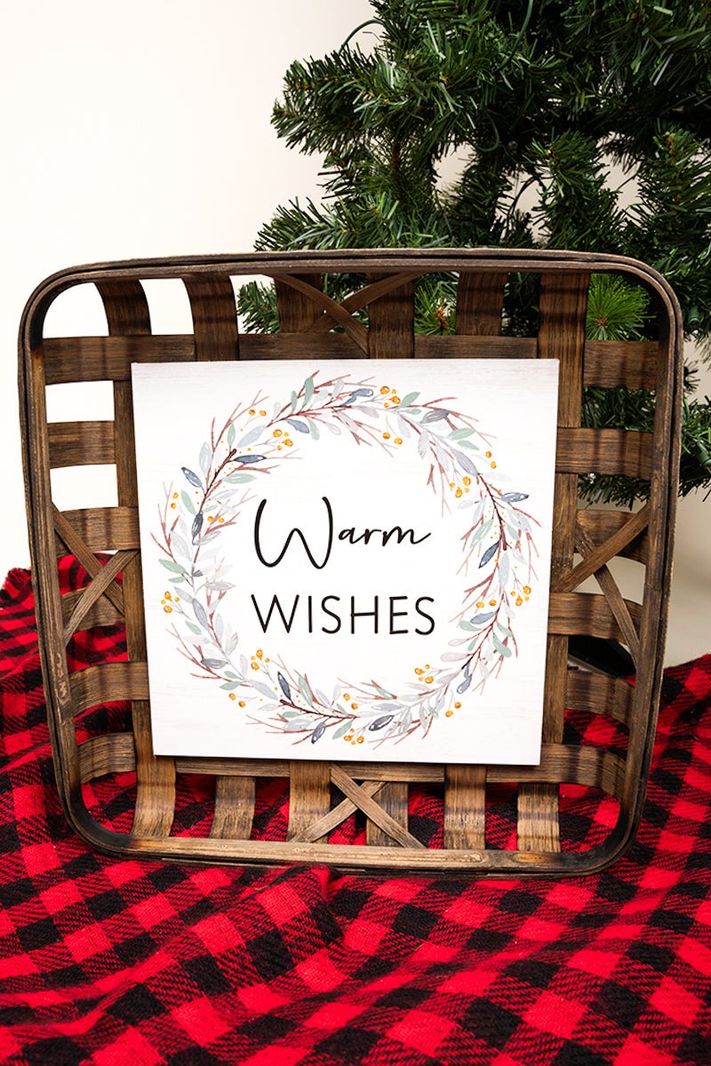 14.5 x 14.5 'Warm Wishes' Wood Tobacco Basket - Wholesale Accessory Market