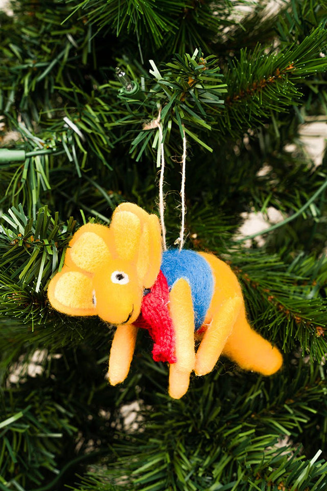 4 x 5.5 Rawring Around The Christmas Tree Dino Felt Ornament - Wholesale Accessory Market