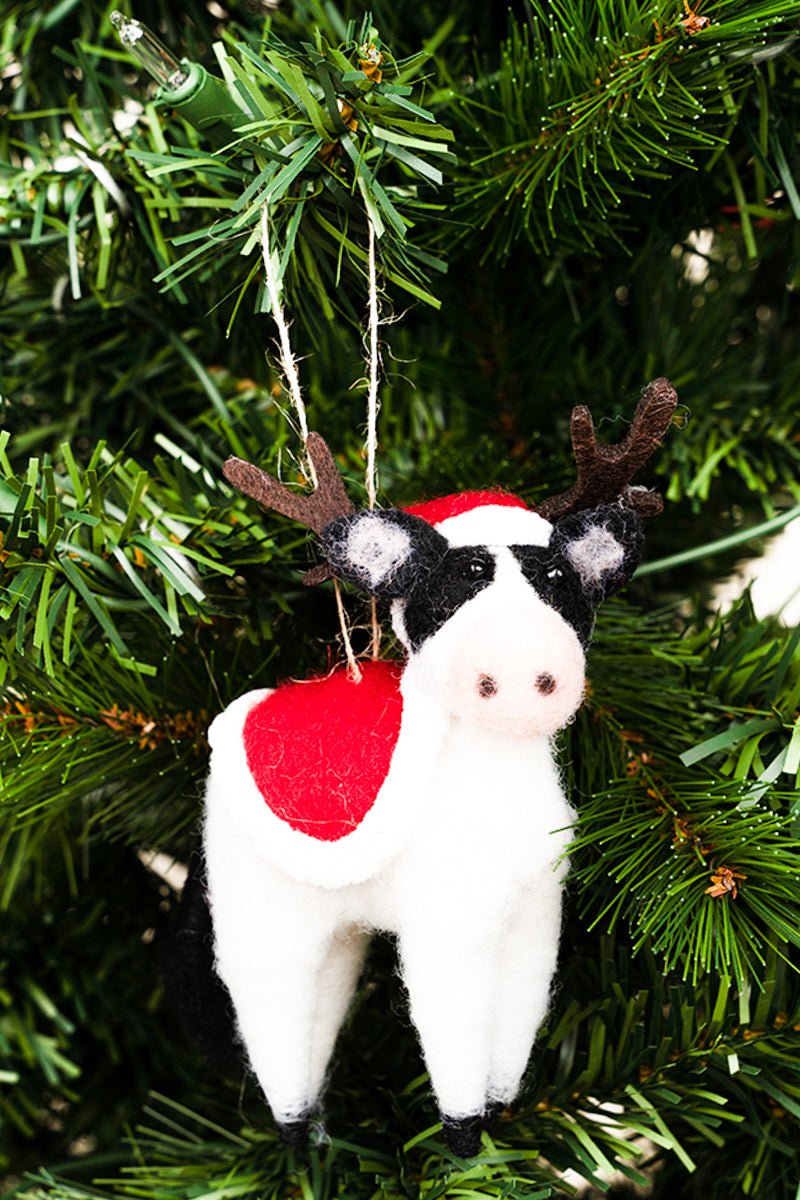 5.5 x 4.5 Angelica Cow Felt Ornament - Wholesale Accessory Market