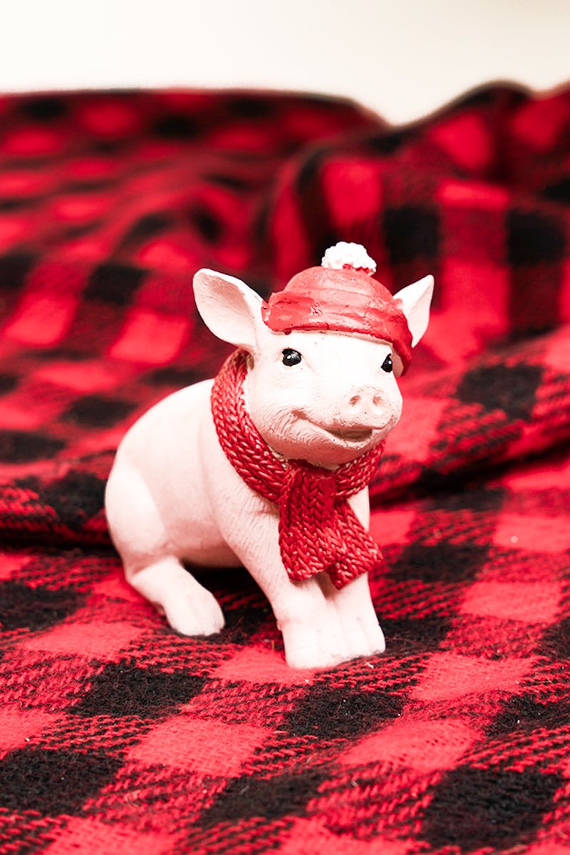 2.25 x 4.5 December Pig Resin Figurine