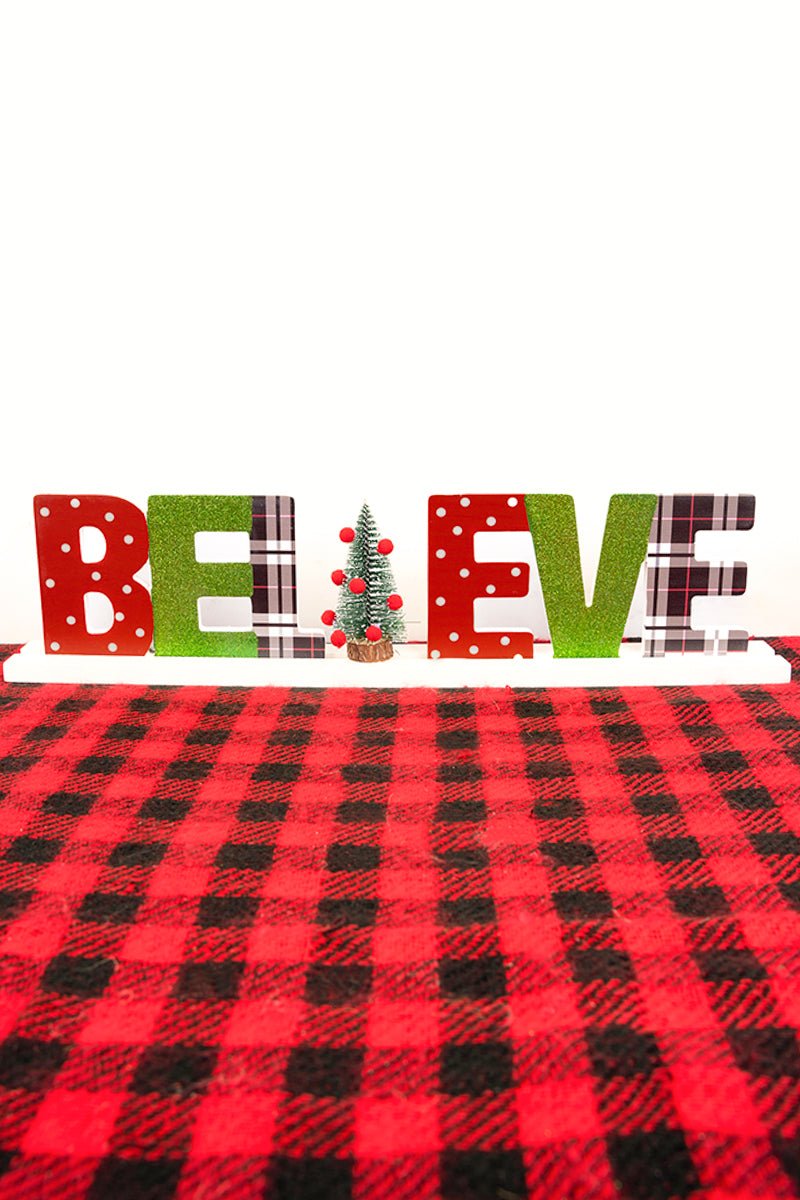 4.75 x 19 'Believe' Christmas Tabletop Word Sign - Wholesale Accessory Market