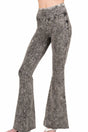 Zenana The Marianne Ash Black Acid Washed High Waist Raw Edge Pants - Wholesale Accessory Market