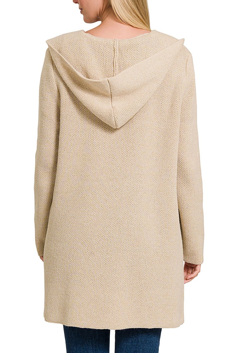 Beige hooded cardigan new arrivals